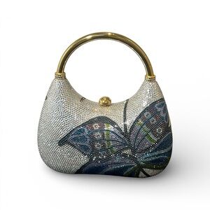 Vintage JUDITH LEIBER BUTTERFLY TOP HANDLE GEM SWAROVSKI CRYSTAL BAG